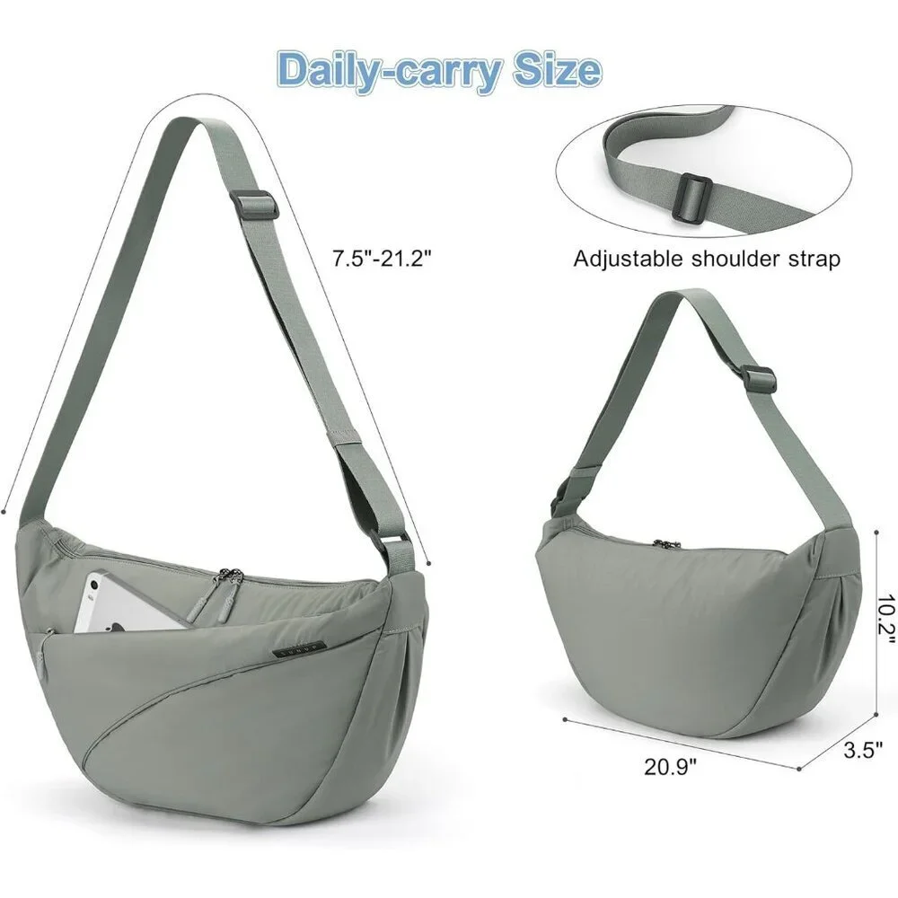 Nylon Crescent Crossbody Bag Unisex Lightweight Travel Shoulder Bag - Picture 2 of 7